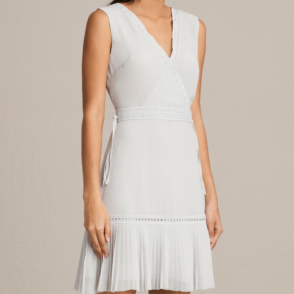 All Saints Keena Pleat Dress Soap Grey Nwt